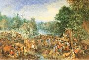 Michau, Theobald Village Market oil on canvas